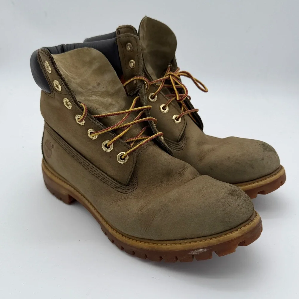 Timberland 6 Inch Premium Waterproof Boots Olive Green Nubuck 6055B Mens 10.5 M